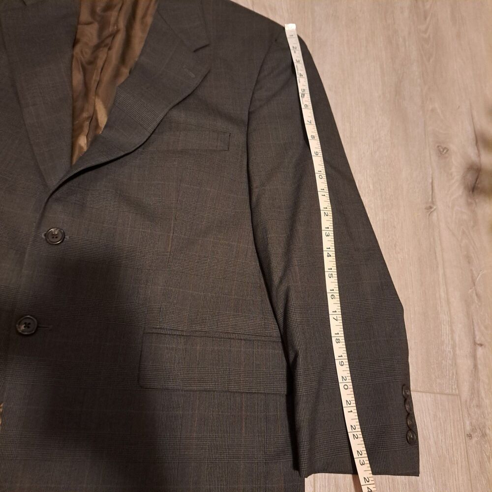 Chaps Ralph Lauren Mens Glen Plaid Wool Blazer Sport Coat Vintage 44S Gray Brown - Picture 16 of 16